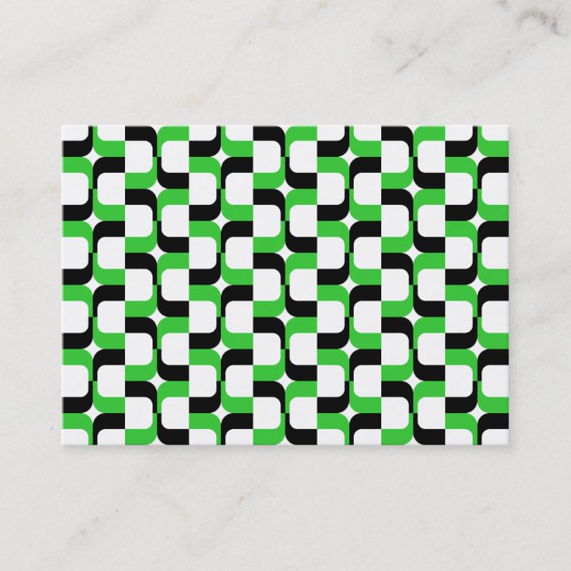 Geometric Pattern 020614 - Black and Spring Green Business Card (Front)