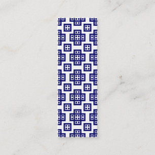 Geometric Pattern 030614 - Deep Navy on White Mini Business Card