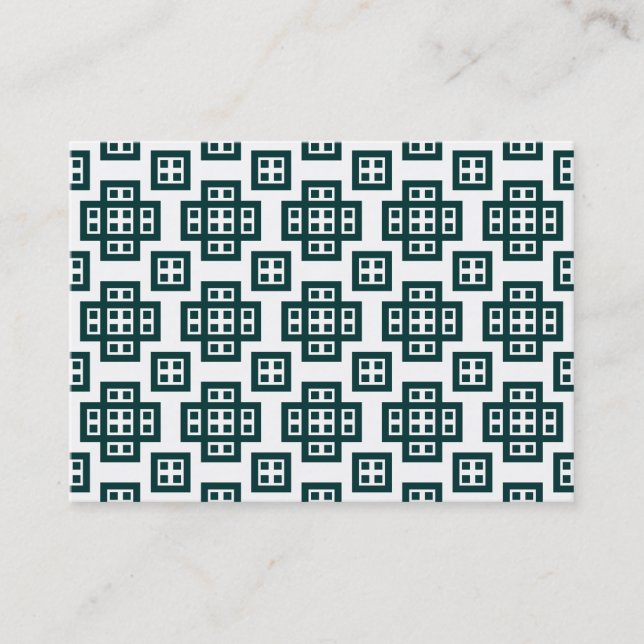 Geometric Pattern 030614 - Dk Moss Green on White Business Card (Front)