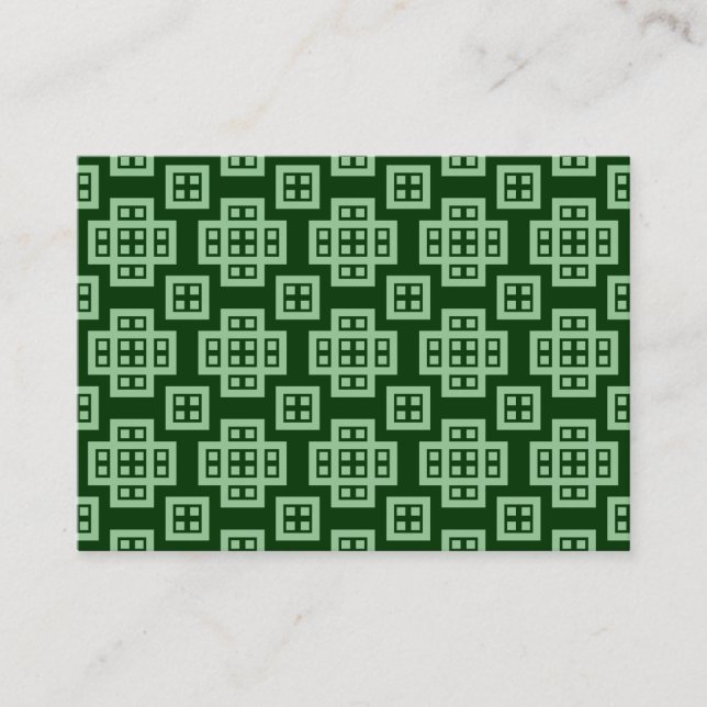 Geometric Pattern 030614 - Faded Green on Dk Green Business Card (Front)