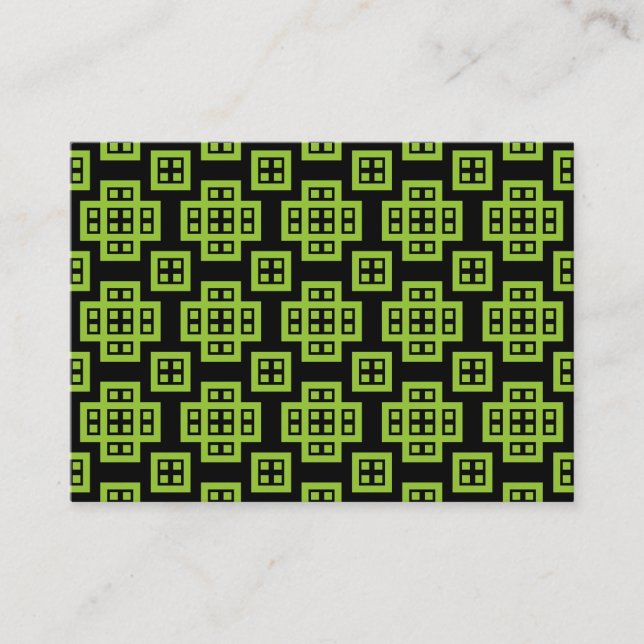 Geometric Pattern 030614 - Martian Green on Black Business Card (Front)