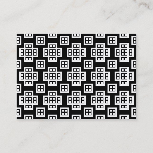 Geometric Pattern 030614 - White on Black Business Card (Front)