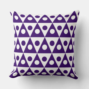 Geometric Pattern 260514 - Deep Purple on White Cushion