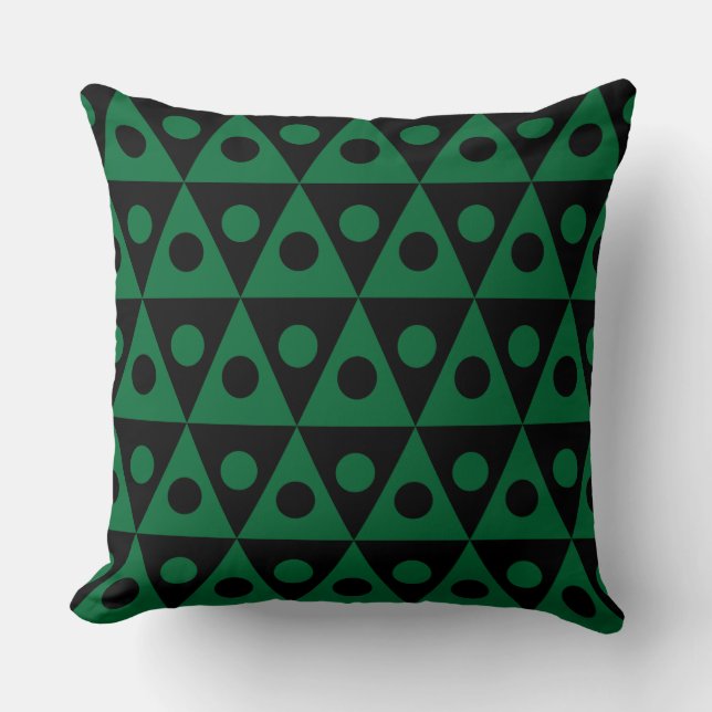 Geometric Pattern 260514 - Forest Green on Black Cushion (Front)