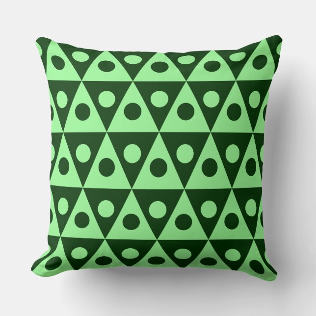 Geometric Pattern 260514 - Mint Green on Dk Green Cushion (Front)
