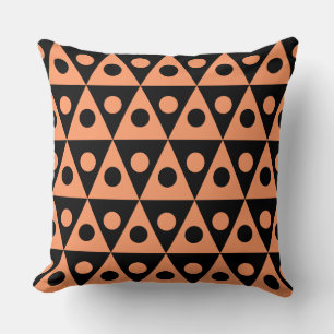 Geometric Pattern 260514 - Peach on Black Cushion