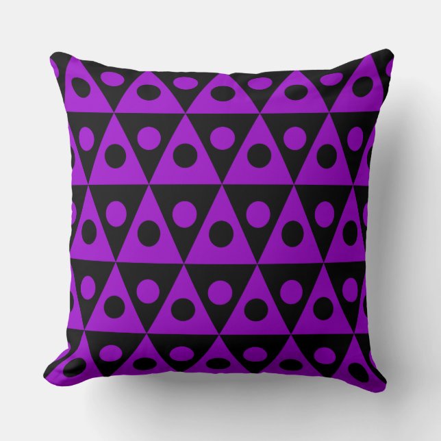 Geometric Pattern 260514 - Purple on Black Cushion (Front)