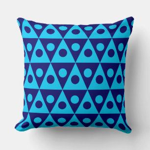 Geometric Pattern 260514 - Sky Blue on Deep Navy Cushion