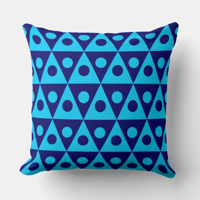 Geometric Pattern 260514 - Sky Blue on Deep Navy Cushion (Front)