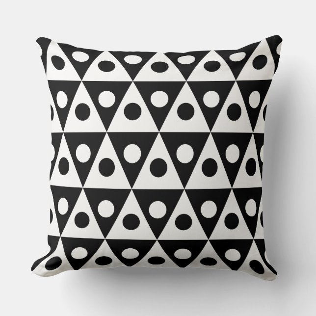 Geometric Pattern 260514 - White on Black Cushion (Front)