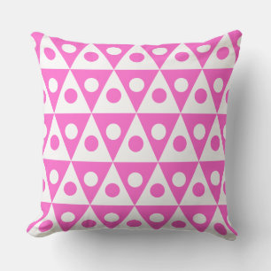 Geometric Pattern 260514 - White on Deep Pink Cushion