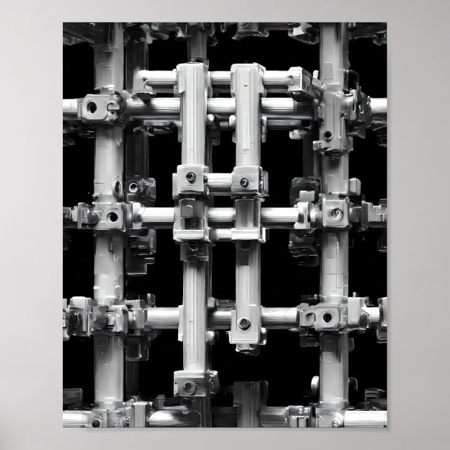 Geometric Pattern Art: Abstract Modular Machine Poster (Front)