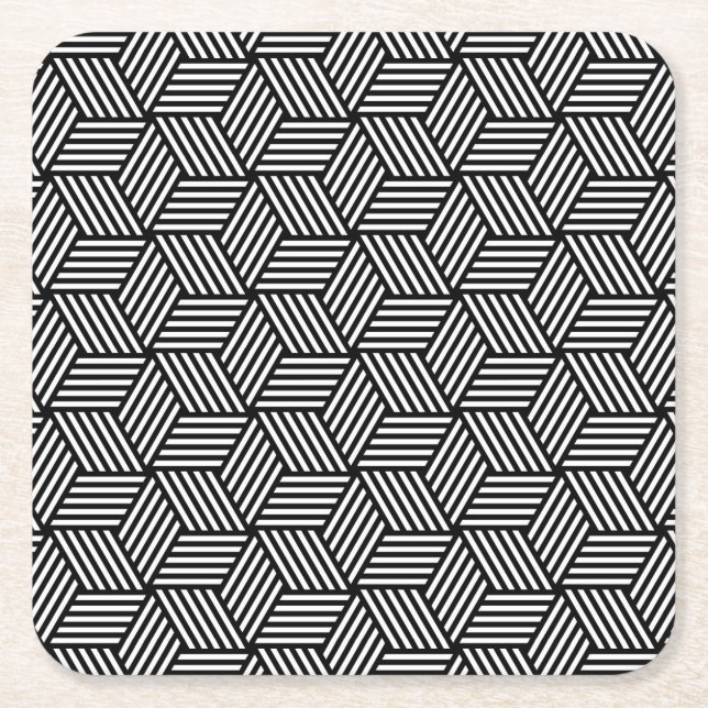Geometric pattern art design square paper coaster (Front)