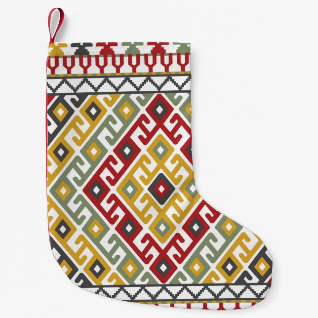 Geometric pattern background in Indian, Turkish st Small Christmas Stocking (Front)