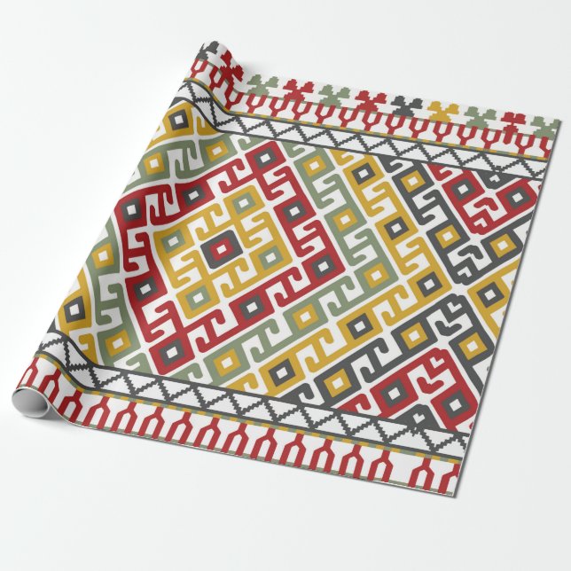 Geometric pattern background in Indian, Turkish st Wrapping Paper (Unrolled)
