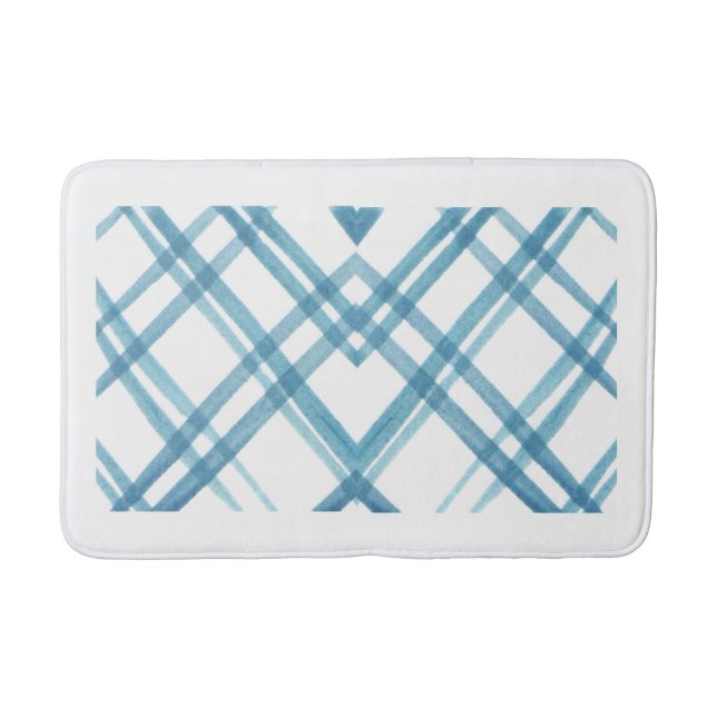Geometric Pattern Bathmat – Bold Contemporary blue (Front)