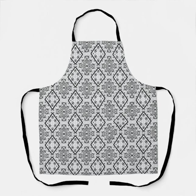  Geometric ,pattern , black and white  Apron (Front)