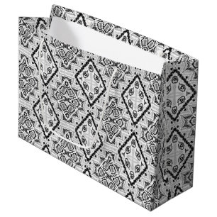 Geometric ,pattern , black and white Large Gift Bag