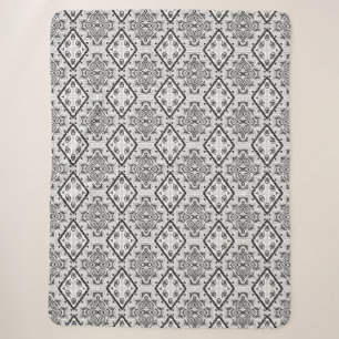 Geometric ,pattern , black and white  sherpa blanket