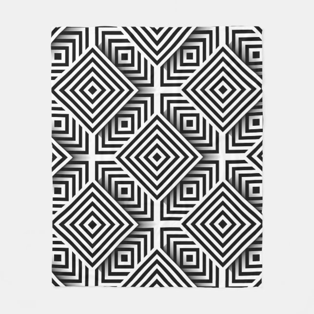 Geometric pattern. Black and white. Squares and st Fleece Blanket (Front)