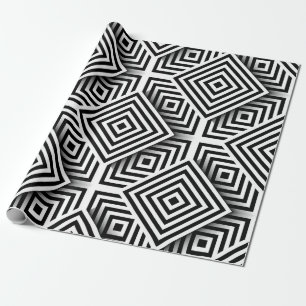 Geometric pattern. Black and white. Squares and st Wrapping Paper