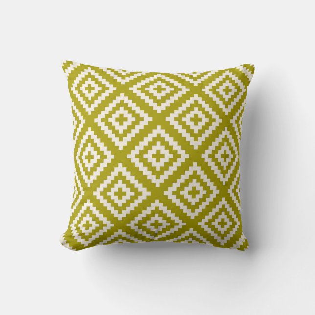 Geometric Pattern Chartreuse Green Cushion (Front)