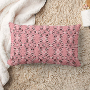 Geometric pattern coral retro rhombuses lumbar cushion