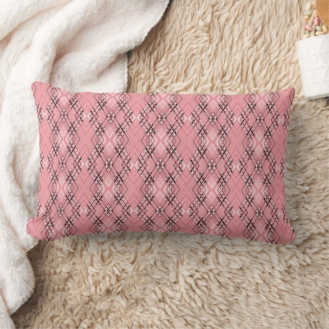 Geometric pattern coral retro rhombuses lumbar cushion (Blanket)