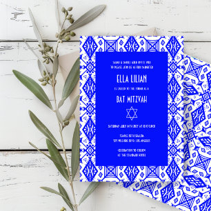 Geometric Pattern Custom B'nai Bat Bar Mitzvah  Invitation