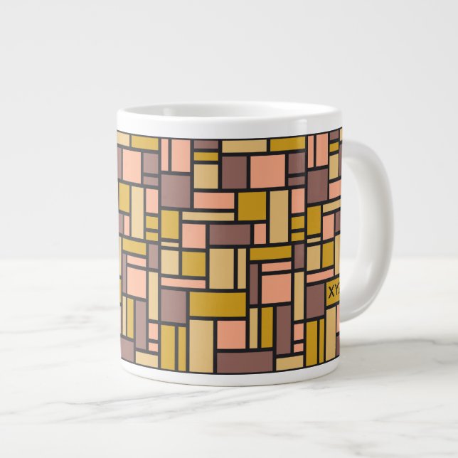 Geometric Pattern custom monogram mugs (Front Right)