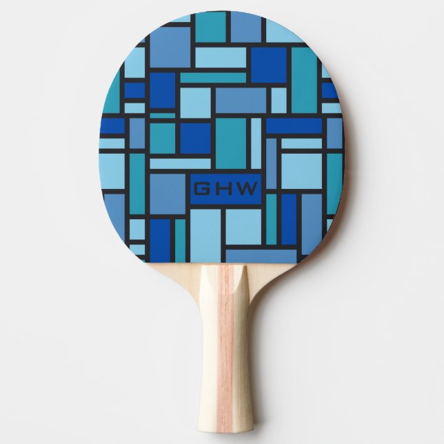 Geometric Pattern custom monogram ping pong paddle (Front)