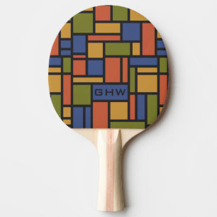 Geometric Pattern custom monogram ping pong paddle