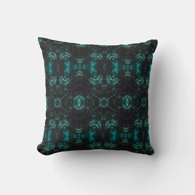 Geometric pattern dark green abstract art pillow (Front)