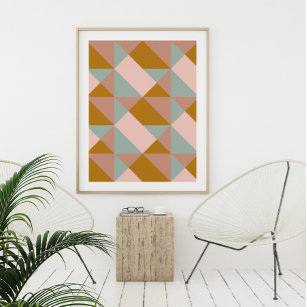 Geometric Pattern Design in Earthy Pastel Colour Poster