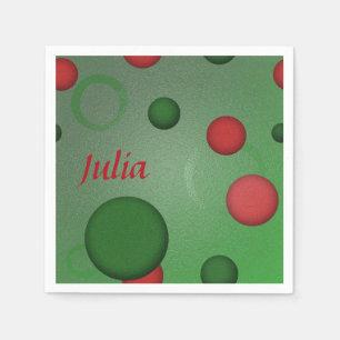 Geometric Pattern Dots Circles on Green any Name Napkin