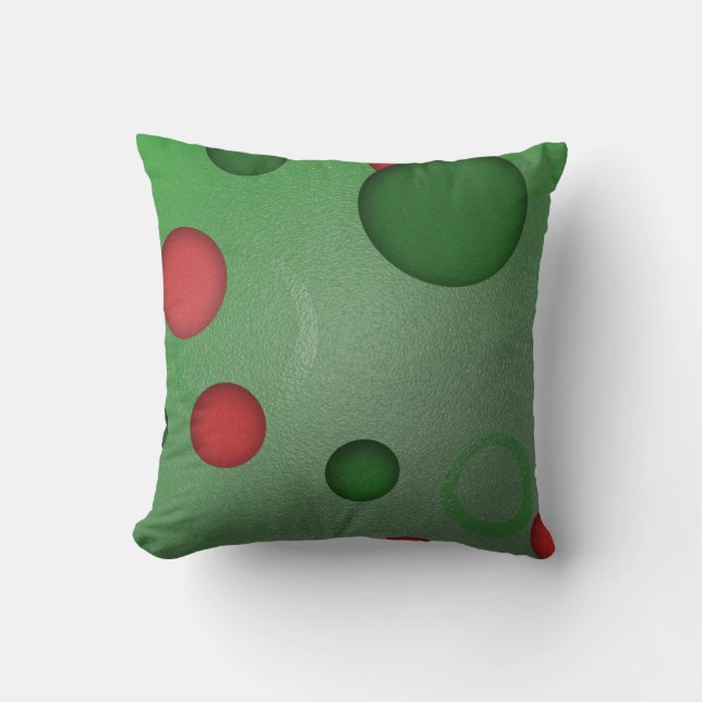 Geometric Pattern Dots Circles on Green Cushion (Front)