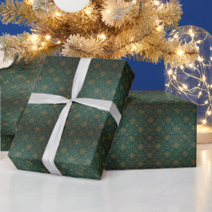 Geometric Pattern Emerald Starburst Wrapping Paper