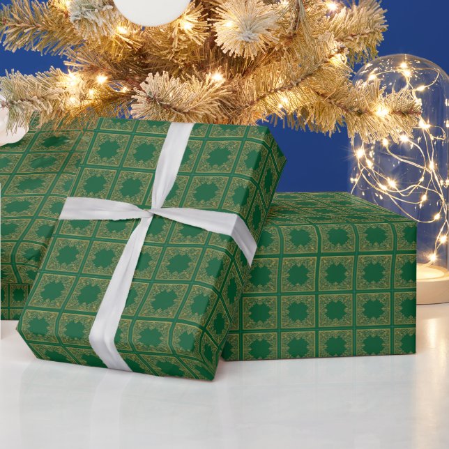 Geometric Pattern | Emerald Tiles Wrapping Paper (Holidays)