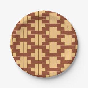 Geometric pattern featuring alternating brown paper plate