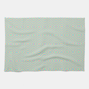 Geometric pattern featuring overlapping diamonds  tea towel