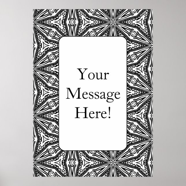 Geometric Pattern Frame Adult Colouring Page Poster (Front)