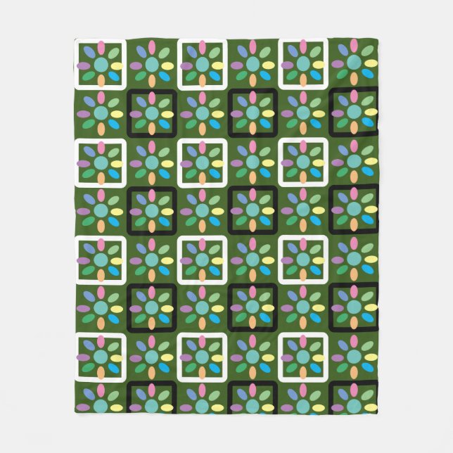 Geometric pattern garden flower fleece blanket (Front)