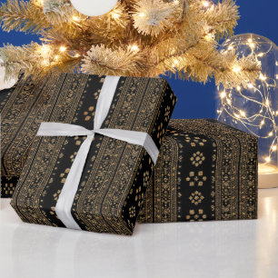 Geometric Pattern Gilded Tapestry Wrapping Paper
