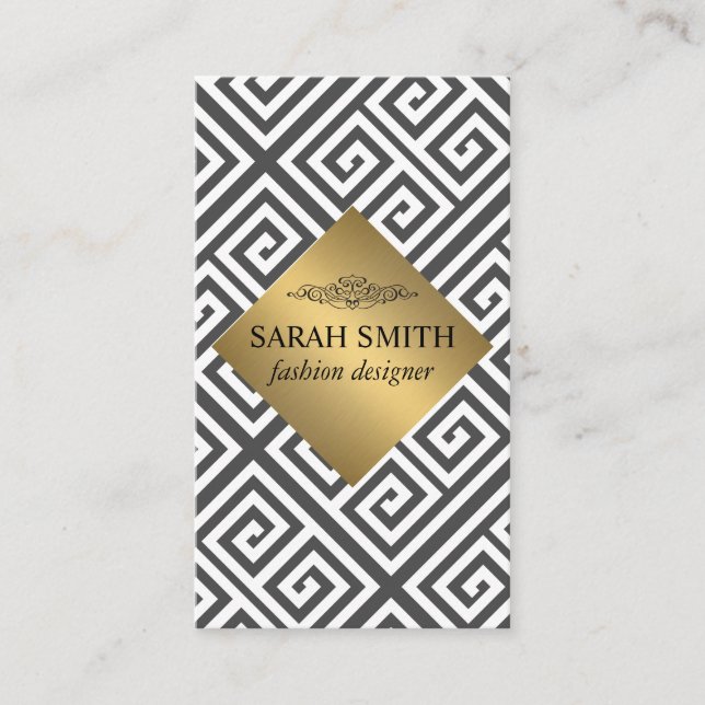 Geometric Pattern / Gold Metallic Business Card (Front)