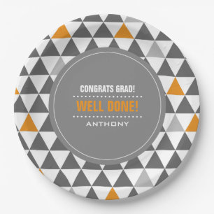Geometric Pattern Graduation Party Paper Plate