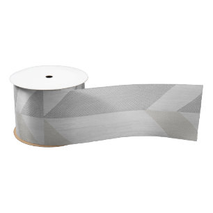 geometric pattern grey wood ribbon satin ribbon