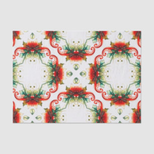 Geometric pattern holly berries and ribbons tissue paper