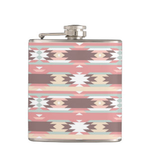 Geometric pattern in aztec style 2 hip flask