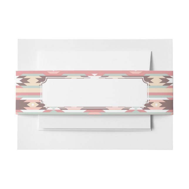 Geometric pattern in aztec style 2 invitation belly band (Front Example)