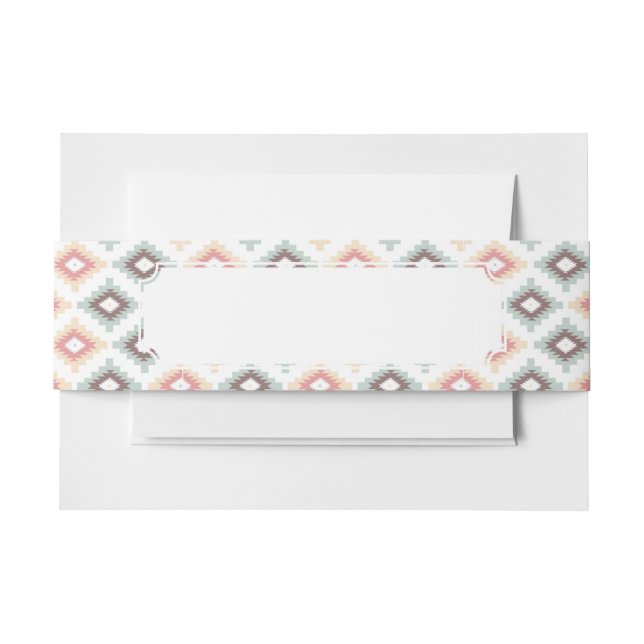 Geometric pattern in aztec style invitation belly band (Front Example)